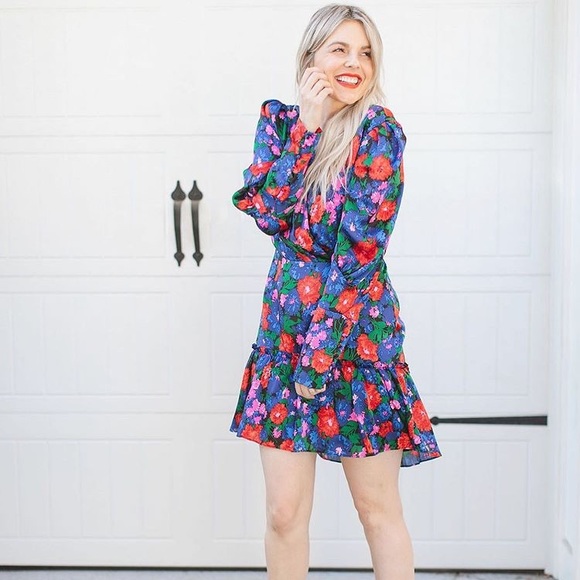 cobalt blue floral dress